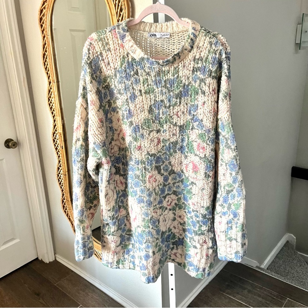 Zara / oversized floral wool blend sweater